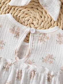 SHEIN 2件套可爱兔子刺绣毛球装饰婴儿连体衣，夏季 - 彩色 - 查看 6