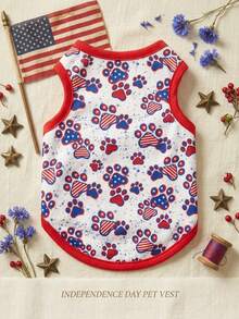 PETSIN Independence Day Vest With Dog Paw Print & Star-Stripe Pattern - Universal For Cats And Dogs - Multicolor - View 4