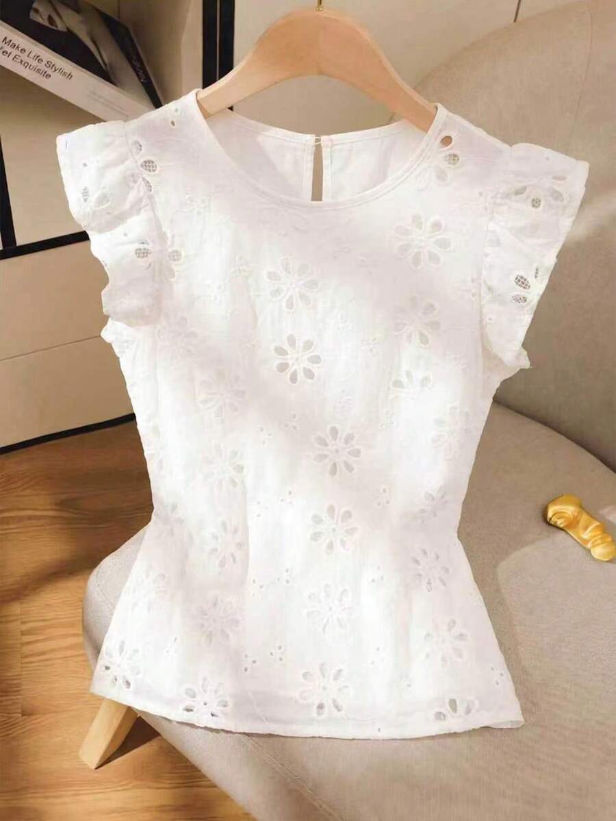 GlowEve 女士提花衬衫，夏季服装，度假服装，沙滩服装 - 白色 - 查看 1