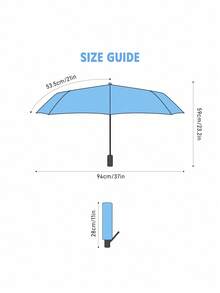 THE POWERPUFF GIRLS X SHEIN 1pc Logo Printed Umbrella, UPF 50+ UV Protection, For School, Work, Outdoor & Daily Use, Designed For College Students, High School Students, Men And Women, Burn Book - Blue - View 11