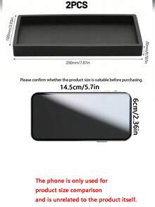2pcs Set 7.9-Inch Black Bathroom Silicone Tray, Flexible Rectangular Soap Dish For Bathroom And Kitchen Countertop, Modern Minimalist Style Vanity Tray Storage Rack, Bathroom Accessories - Black Home Bathroom Decor Bathroom Organizer Fall Decor Back To School - multicolor - View 8