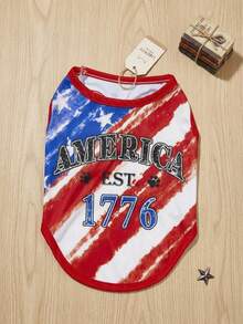 PETSIN Independence Day Vest With 1776 English Splatter Star Street Style Pattern Positioning Print - Universal For Cats And Dogs - Multicolor - View 2