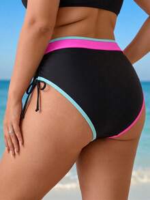 Swim Vcay Bottom de bikini de talla grande para mujer con parches de colores y cordón lateral - Multicolor - Ver 2