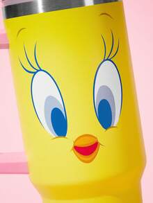 LOONEY TUNES X SHEIN Cốc giữ nhiệt 40oz có tay cầm, cốc cách nhiệt, bình nước giữ nhiệt chân không, cốc du lịch bằng thép không gỉ, cốc dùng trên xe hơi. - Màu vàng - Xem 6