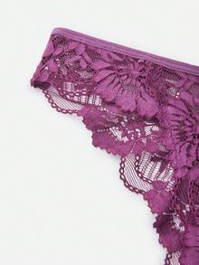 Bella Beso 4pcs/Pack Sexy Low Waist Seamless Floral Lace Thong Panties | Soft, Breathable, Suitable For Yoga, Daily Wear, Hollow Out Low Waist Briefs - Multicolor - View 13
