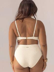 Striped High-Waisted Underwire Bikini Set With Swim Bag, Perfect For Vacations And The 4th Of July, For Summer Outfits And Beach Days - Putih - View 2