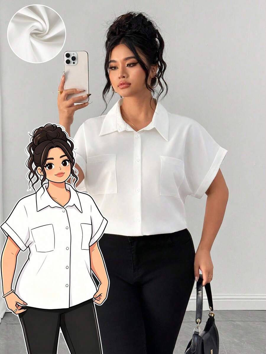 Elenzga Áo khoác cardigan nữ cỡ lớn, màu trơn, thanh lịch, có túi, dáng rộng, tay ngắn, nhẹ, phù hợp cho công sở. - Màu be - Xem 1