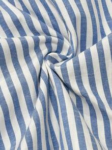 Resyla New Women Casual Loose Striped Hooded Long Sleeve Shirt - Blue - View 6