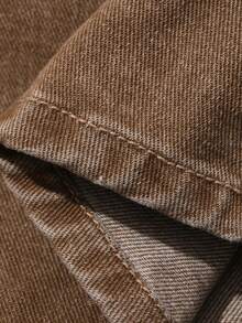 DAZY Đầm ngắn cổ chữ V có dây đeo dành cho nữ, đầm denim phong cách đường phố thường ngày. - màu nâu - Xem 8