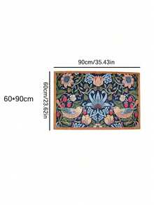 SHEIN Felpudo de bienvenida con diseño simétrico de flores y pájaros, alfombra decorativa de poliéster con respaldo de goma antideslizante, ligera, lavable a máquina, trenzada, para el hogar, dormitorio, cocina, pasillo, entrada - Multicolor - Ver 10