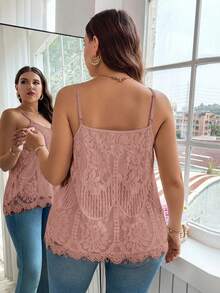 Reflora Áo hai dây ren thời trang cỡ lớn dành cho nữ - Bụi hồng - Xem 2