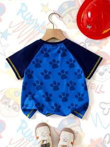SHEIN | PAW Patrol 卡通印花休闲百搭日常短袖T恤，适合小男孩 - 藍色 - 查看 2