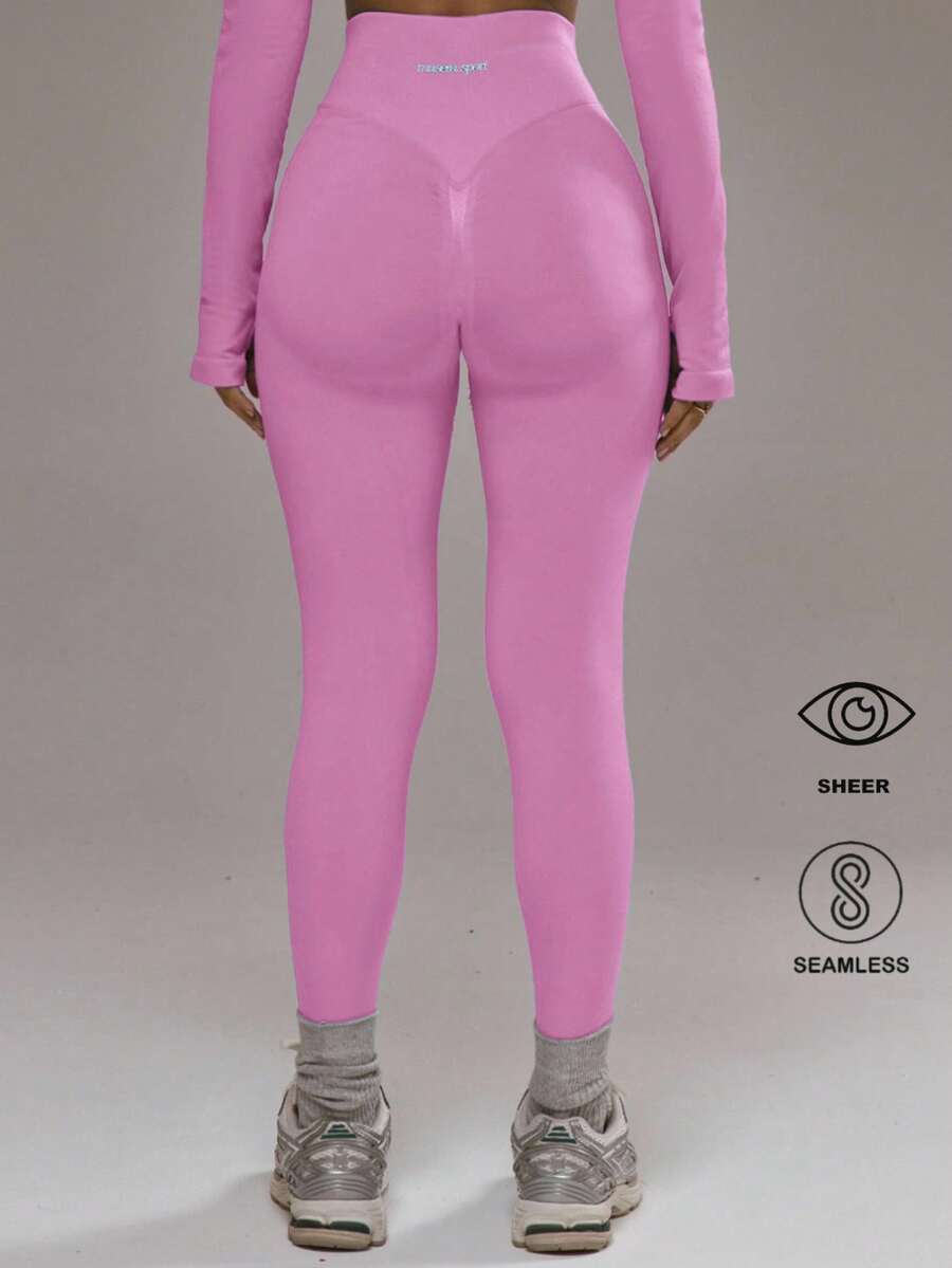 Musera Sport High Rise Seamless Leggings Bottom Only Padel Autumn Fall Winter Activewear Sport Gym Workout - Pink - View 1