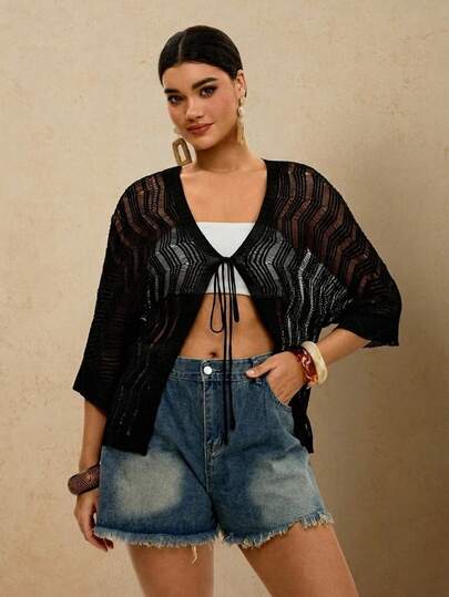 Travachic 2026 Spring/Summer Plus Size Women Fashion Elegant Beach Resort Knit Cardigan