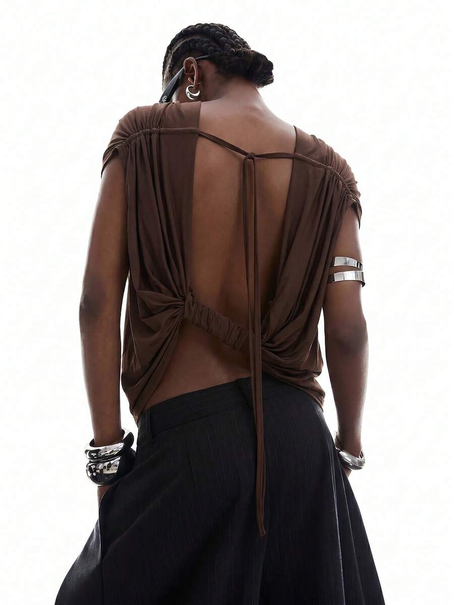 LYSMO 2026 New Minimalist Solid Color Backless Camisole Top For Women, Coffee Brown - Coffee Brown - View 1