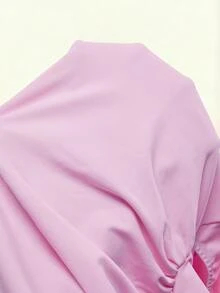 Bumpella 女士性感优雅简约纯色露背扭结褶皱修身迷你连衣裙，夏季 - 粉色 - 查看 9