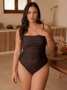 Swim Chiccia Bộ đồ bơi liền thân thanh lịch, tối giản, sang trọng dành cho nữ năm 2026, đồ bơi liền thân mùa xuân/hè, đồ bơi liền thân che phủ toàn thân, cỡ lớn. - Cà phê nâu - Xem 10