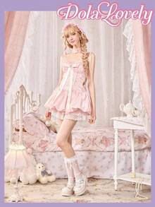 Dola Lovely Giày nữ, màu xanh lá nhạt, kiểu Mary Jane với nơ ba chiều trang trí và khóa kim loại, thích hợp cho phong cách Lolita, dự tiệc sinh nhật hoặc JK Wear. - Màu xanh lá cây nhạt - Xem 2