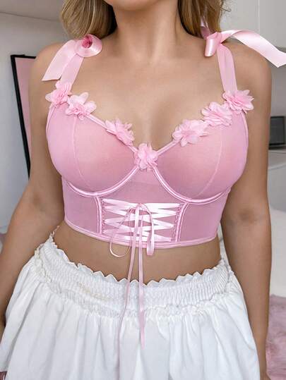 PetitDoll 1pc Plus Size Mesh Bra With Underwire