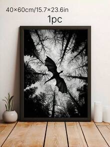 1pc/Set Dark Fantasy Dragon Flying Art Canvas Posters And Prints, Monochrome Forest Scene Canvas Wall Arts, Unique Creative Wall Art Decoration,Suitable For Living Room And Bedroom Office, Dining Room, Bar Wall Decoration,No Frame Include Gifts Birthday Graduation - Dark Dragon - View 13