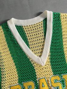 ROMWE MEN Street Life Áo vest nam dệt kim thêu, kiểu dáng thể thao. - màu xanh lá - Xem 7
