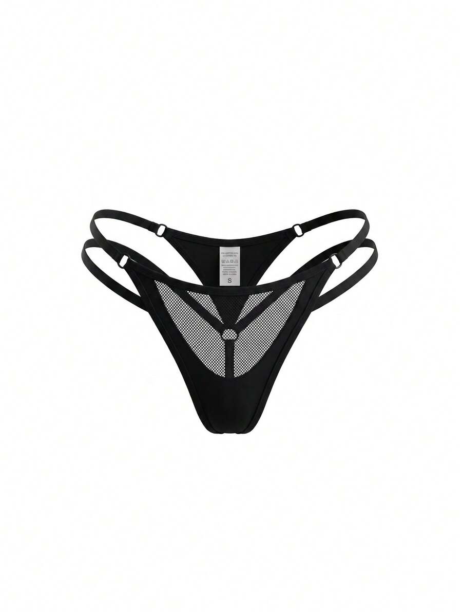 AltBold Women's Solid Color Mesh Patchwork Casual Everyday Briefs Black Summer - Black - View 1
