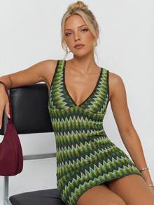 Avantive Robe d'été mini minimaliste décontractée en patchwork de couleurs pour femmes - Multicolore - Voir 2