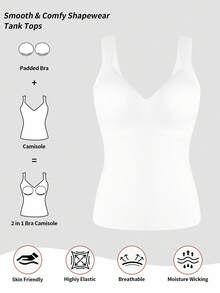SHEIN 1 Áo định hình không đường may cho nữ, định hình eo và bụng, áo hai dây tối giản có thể mặc làm áo khoác ngoài, định hình cơ thể - trắng - Xem 7