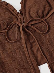 SHEIN MOD Women's Solid Color Swimwear Set For Vacation & Beach - Brown - View 6