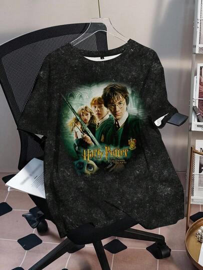 HARRY POTTER X SHEIN Plus Size Summer Casual People Graphic T-Shirt