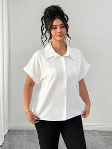 Elenzga Áo khoác cardigan nữ cỡ lớn, màu trơn, thanh lịch, có túi, dáng rộng, tay ngắn, nhẹ, phù hợp cho công sở. - Màu be - Xem 6
