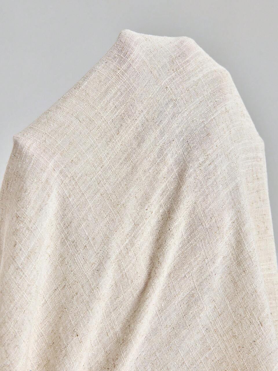 2026 SS New Linen Blend Loose A-Line Skirt,Beige,Summer,Boho,Vacation,Holiday,Minimalist Elegant Urban Chic,Ruched Asymmetric Design,Elastic Waist