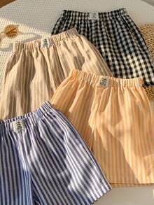 4pcs Kids Boys' Summer Casual Vacation Striped & Plaid Shorts, Beach Shorts, Basic Shorts, Suitable For Summer - Multicolor - View 7