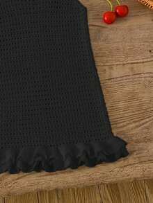 SHEIN Young Girl Crochet Cute Vacation Dress - Black - View 2