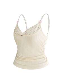 ROMWE Millennium Retro Babe All-Match Ditsy Floral 2-Piece Set, Camisole Top, Plus Size, Spring/Summer - White - View 5