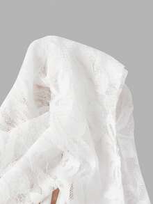 SHEIN MOD 女士优雅褶皱领蕾丝褶裥连衣裙 - 白色 - 查看 5