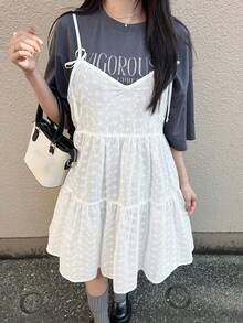 FRIFUL Women's Plaid Camisole With Bow Tie Straps, A-Line Multi-Layered Patchwork Casual Tank Top, Autumn Summer - White - View 5