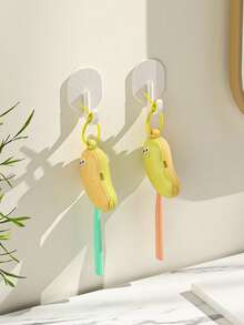 1 pieza Protector de cabezal de cepillo de dientes, Estuche portátil a prueba de polvo con diseño de plátano para almacenar el cepillo de dientes y el tubo de pasta de dientes, Conveniente y pequeño, Fácil de guardar - Multicolor - Ver 6