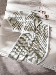 SHEIN Young Girl Letter Print T-Shirt And Pants Set - Multicolor - View 3