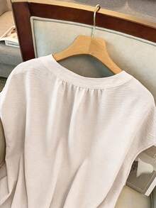 GlowEve CURVE Camiseta sin mangas de mujer talla grande, elegante, de unicolor, con cuello redondo, contraste de color y cordón ajustable - Albaricoque - Ver 3