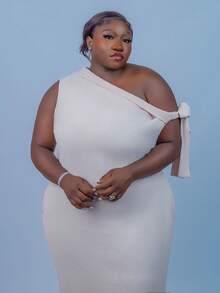 CurvyTilda Einfarbiges Kleid in Große Größen, Lässig & Urlaubsmode für den Alltag, Frühling/Sommer - Aprikosenfarben - Übersicht 6