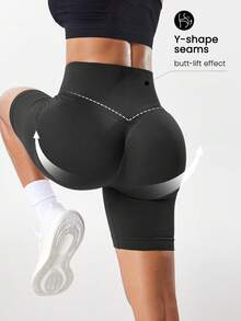 Easithlete Easithlete 女士弹力腰带纯色运动短裤，夏季 - 彩色 - 查看 3