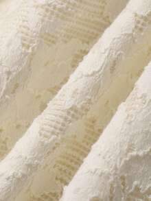 DAZY Brown And Cream Textured Lace Dress For Women,Elegant Summer Tea Party Date Night Sun Dresses,Waist-Cinching Short Sleeve Mid-Length Formal Wedding - Beige - View 7
