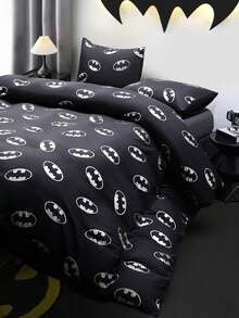 BATMAN X SHEIN Set 3 buah Selimut Motif Perak Panas Warna Hitam, Selimut Motif Animasi, Nyaman dan Lembut, Hangat dan Dapat Dicuci dengan Mesin, Cocok untuk Tempat Tidur Single/Double/Queen/King, Asrama/Rumah, Perlengkapan Tidur yang Sejuk - pencampuran warna - View 4