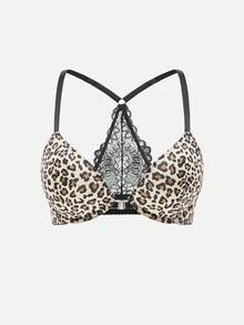 Bella Beso Bộ áo ngực có đệm mút, phối ren họa tiết da báo, kiểu dáng racerback, được chế tác tinh xảo. - Nhiều màu - Xem 10