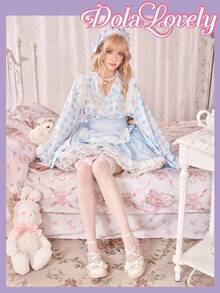 Dola Lovely Giày nữ màu đen mũi tròn đế xuồng đế dày kiểu Mary Jane, trang trí tai thỏ dễ thương, phong cách Lolita, JK, thích hợp cho tiệc sinh nhật. - Tai thỏ đen - Xem 2