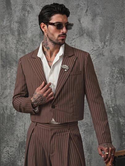 GENTILAND 2 piezas Conjunto de chaqueta de manga larga casual y holgada, y pantalones rectos para hombre