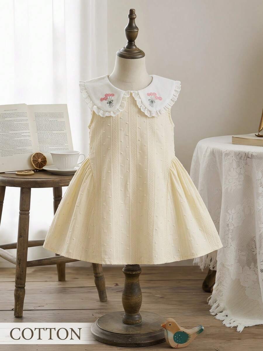 Souflis Souflis Vestido sin mangas con adorno de encaje estilo princesa para niñas bebé, color amarillo, para verano - Amarillo - Ver 1
