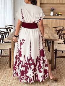 Weeklong Plus Size Plant Print Casual Summer Dress - Multicolor - View 2