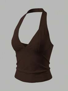 Airaco Sexy Solid Color Backless Halter Neck Top, Summer - Multicolor - View 4